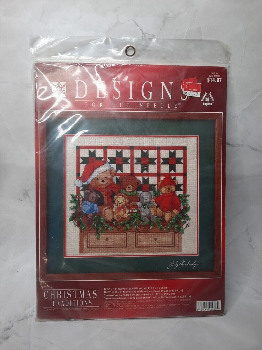 Designs For The Needle Counted Cross Stitch Kit CHRISTMAS TEDDIES 1986